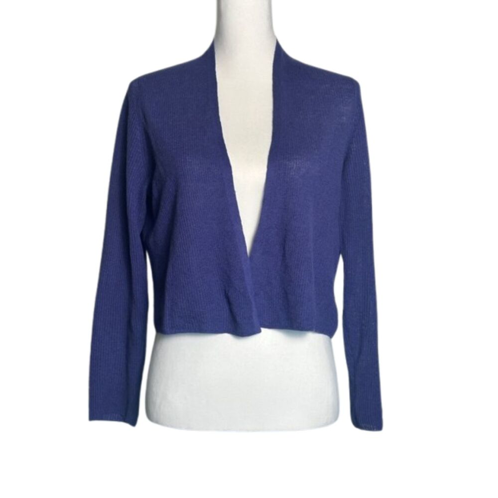 Eileen Fisher Slub Organic Linen Cropped Open Front Cardigan Womens Small Petite